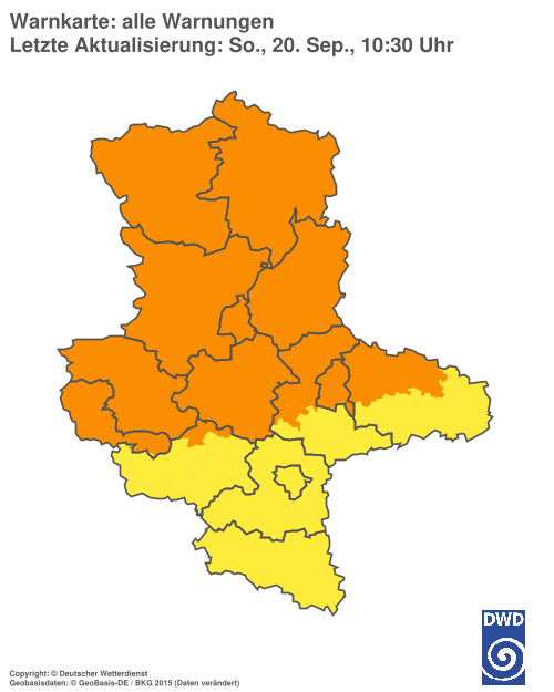 Aktuelle Warnkarte: Sachsen-Anhalt
