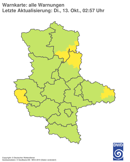 Aktuelle Warnkarte: Sachsen-Anhalt